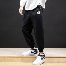 K12059-P40加绒P50束脚纯棉运动裤男士休闲裤大码宽松卫裤男，男装休闲裤，电商A040A