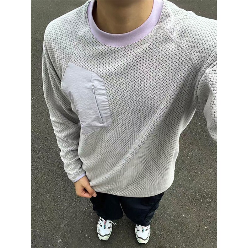 高品秋冬动态保暖绒感水波纹圆领抓绒卫衣打底衫男女A1147-P58,男装T恤,星座1505
