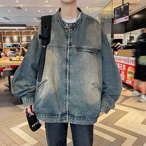 复古水洗做旧牛仔外套男女春秋潮牌宽松百搭夹克上衣JK05508-P75图片