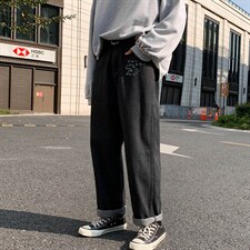 NK44092-P38直筒牛仔裤男士大码宽松九分裤男休闲长裤子男,男装休闲裤,电商A040
