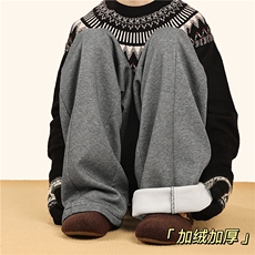 冬季新款美式休闲百搭设计宽松加绒卫裤B315-K25885JR-特p42控79，男装休闲裤，电商B315