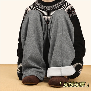 冬季新款美式休闲百搭设计宽松加绒卫裤B315-K25885JR-特p42控79图片