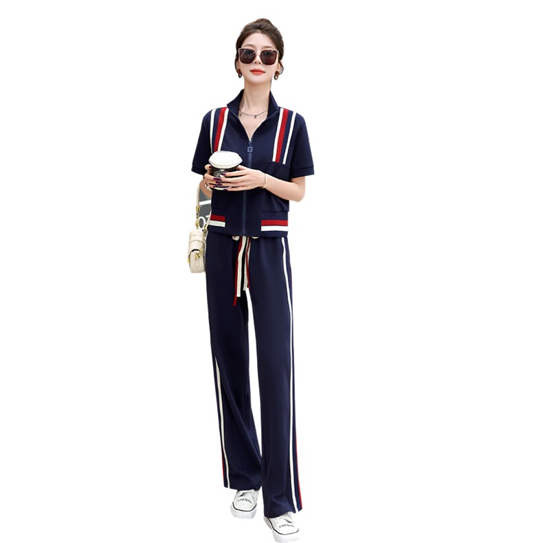 休闲运动套装女2025年新款春季时尚拼色运动服百搭女款两件套装裤,女装套装/套裙,妙形