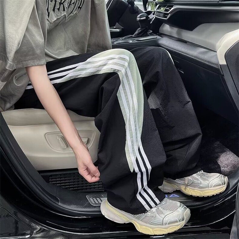 侧边条纹裤子高街美式速干工装裤三条杠直筒运动休闲裤男A614/P40,男装休闲裤,星座506