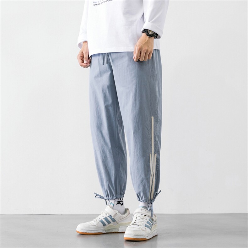 新款抽绳休闲裤男侧边条纹韩版潮流束脚运动裤宽松DS876TP35,男装休闲裤,电商A102