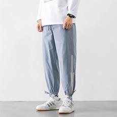 新款抽绳休闲裤男侧边条纹韩版潮流束脚运动裤宽松DS876TP35，男装休闲裤，电商A102
