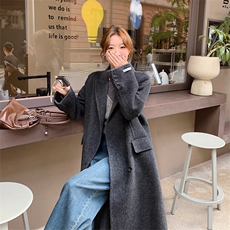 韩版气质双面羊绒大衣套装女2025年秋冬季新款显瘦呢子马甲两件套，女装毛呢外套，1C130