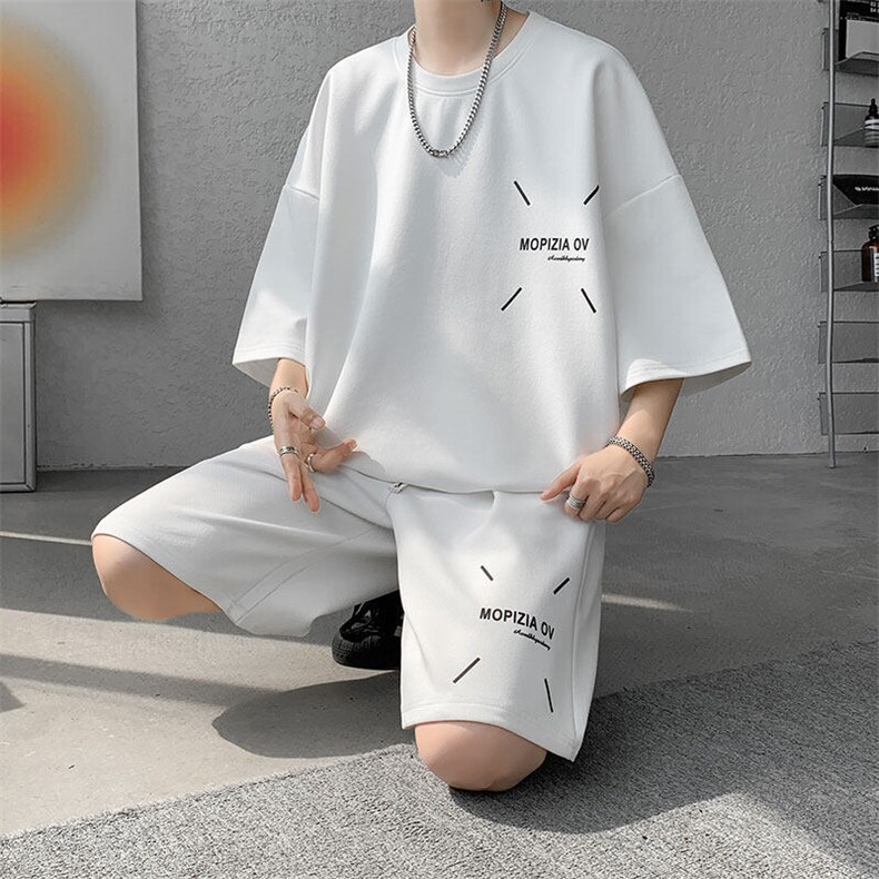 套装男夏季新款港风宽松短袖短裤一套运动装TZ911-P45，男装休闲套装，星座214-3