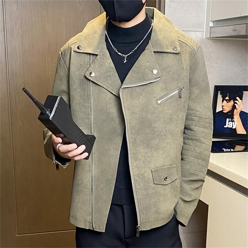 JK897-P100男士英伦皮衣水洗复古夹克休闲外套潮流修身痞帅机车服,男装夹克,电商D310B-1