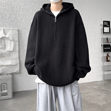 8XL-M毛衣男特大码宽松潮牌慵懒风痞帅连帽套头针织衫MY1509/P75，男装针织衫/毛衣，电商B238