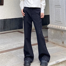 满天星微喇潮牌痞帅炸街男褶皱伞兵裤设计感嘻哈休闲宽松西裤潮流，男装西裤，星座506A