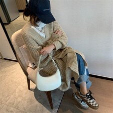 长款坑条大开衫，其它，XTZ style