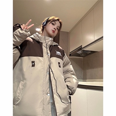 EQ333撞色连帽冬季加厚棉衣外套男女情侣装工装棉服2024新款，男装棉衣，电商C306-1