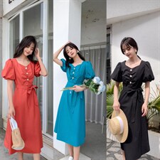 夏季新款糖果色连衣裙三色，女装连衣裙，AMSS 艾玛莎莎