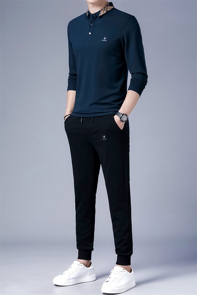 DZF-770钱塘2020-3秋季新款时尚休闲简约翻领中青年男士套装P102,男装休闲套装,钱塘207-3