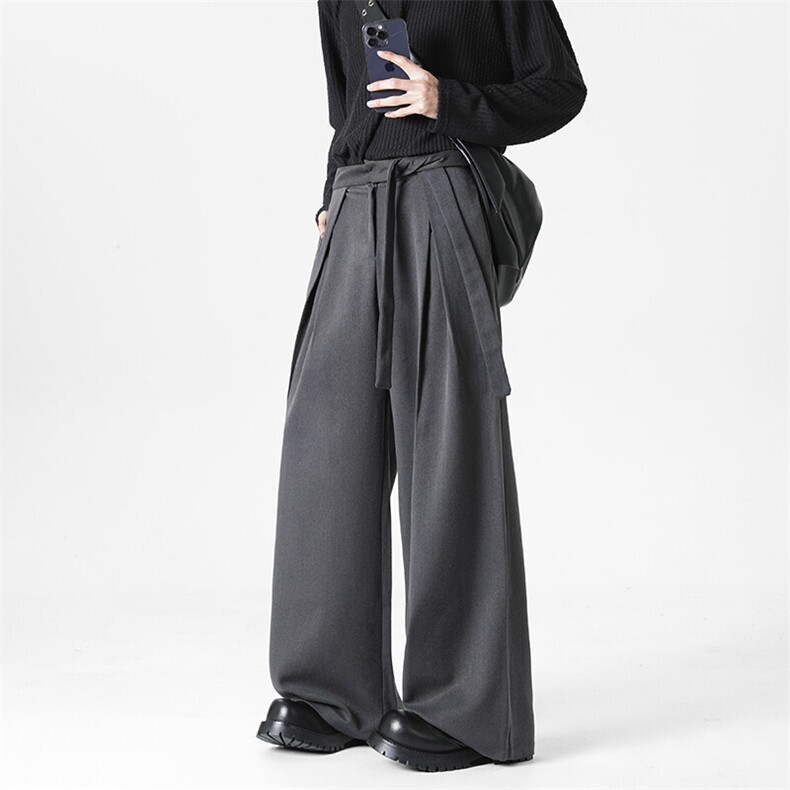 现货春款设计感阔腿西裤坠感直筒休闲裤08XZ211-1-K2343-P60，男装西裤，星座211-1