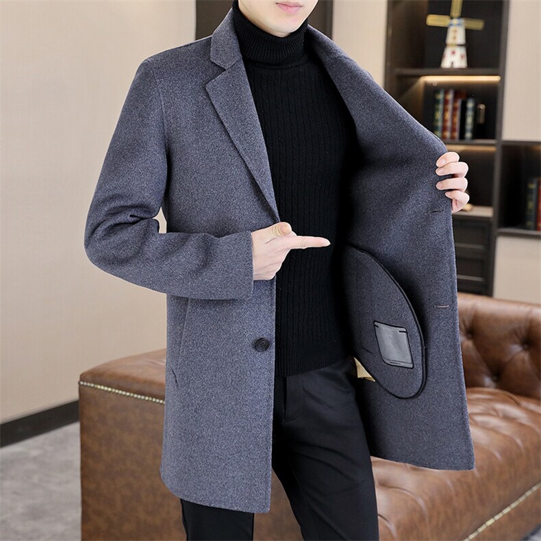 秋冬高品质精品羊毛呢大衣中长款修身商务上衣男A58P220控268，男装毛呢大衣，电商B226-2（原B217-2）