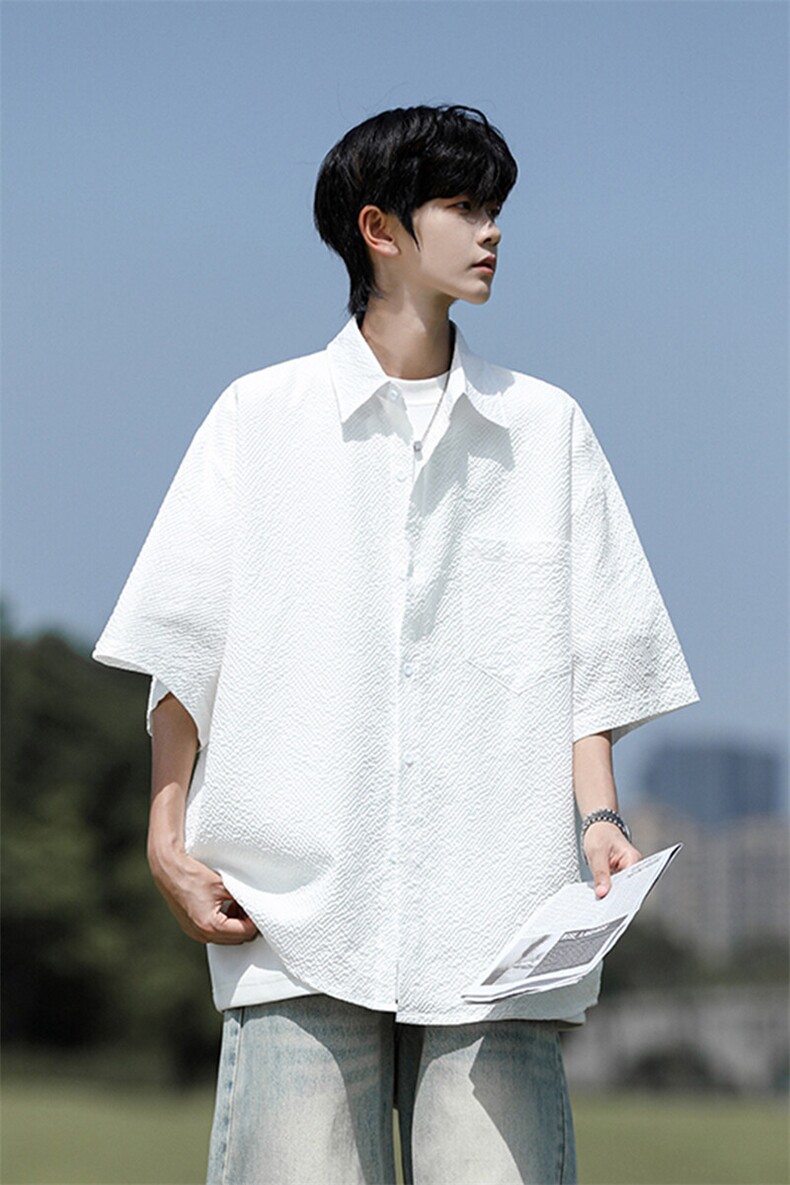 8XL-M泡泡纱盐缩肌理短袖衬衫男夏季冰丝外套防晒衬衣DC28011P36,男装衬衫,电商B312