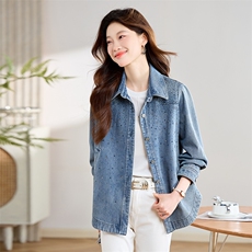 牛仔外套女早春宽松慵懒风2025年春秋新款高端女士中长款衬衫衣服，女装牛仔外套，丽影随形