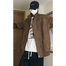（量大差价足）春秋款复古PU皮夹克磨砂质感外套1213-DY2313-P95，男装夹克，星座1213