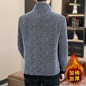 秋冬毛呢大衣短款立领修身潮流加棉加厚夹克外套男A68P145图片