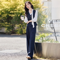 高级感职业马甲套装女2025春季新款超火减龄气质阔腿裤穿搭三件套，女装套装/套裙，韩蔻秀