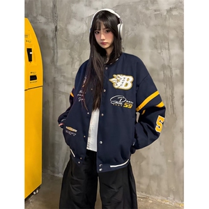文艺简约百搭潮流气质原宿双层毛呢棒球服慵懒流行ins时尚 JH16图片