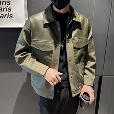 秋店主小伙麂皮绒拼皮夹克外套男加厚羊羔毛批140JK-3039-P130，男装夹克，电商A236