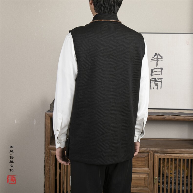 风男装立领改良男士新中式唐装马甲MJ76P95,男装民族服装,钱塘802