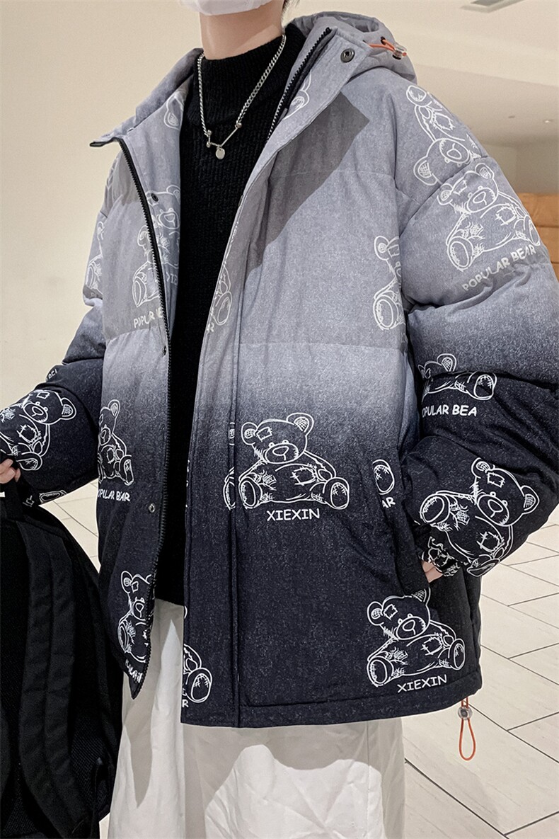 港风外景21冬新款卡通满印立领面包服棉衣外套G3007-P105控125,男装棉衣,星座914-3