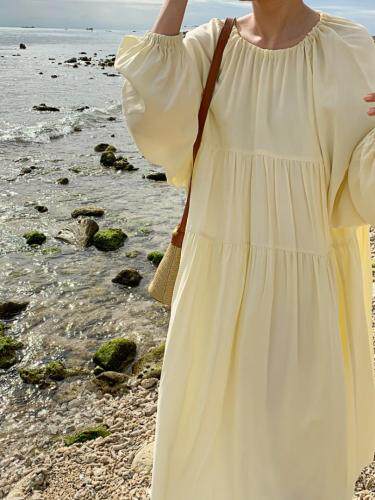 韩版后背系带连衣裙，女装连衣裙，hello september