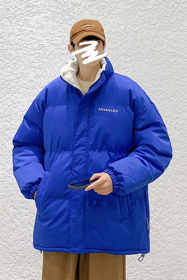 新款情侣白底纯色设计感潮流港风棉衣M066B-P75控148,男装棉衣,星座717