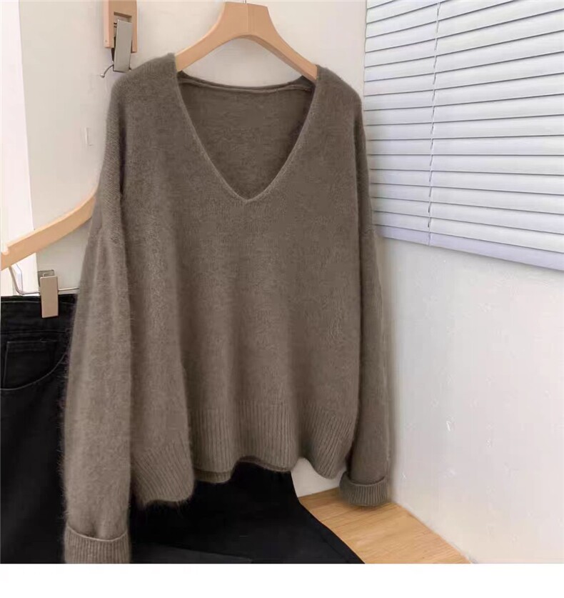 2025年秋季时尚百搭通勤简约休闲羊毛V领，女装羊毛衫，冀清阳荣