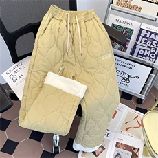 加绒加厚冬加棉拼接羊羔绒棉裤菱格刺绣夹棉保暖长裤H0054P48，男装棉衣，星座1013-1