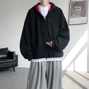 8XL-M 美式复古撞色连帽水洗夹克男高级感做旧情侣外套JK1327P88图片