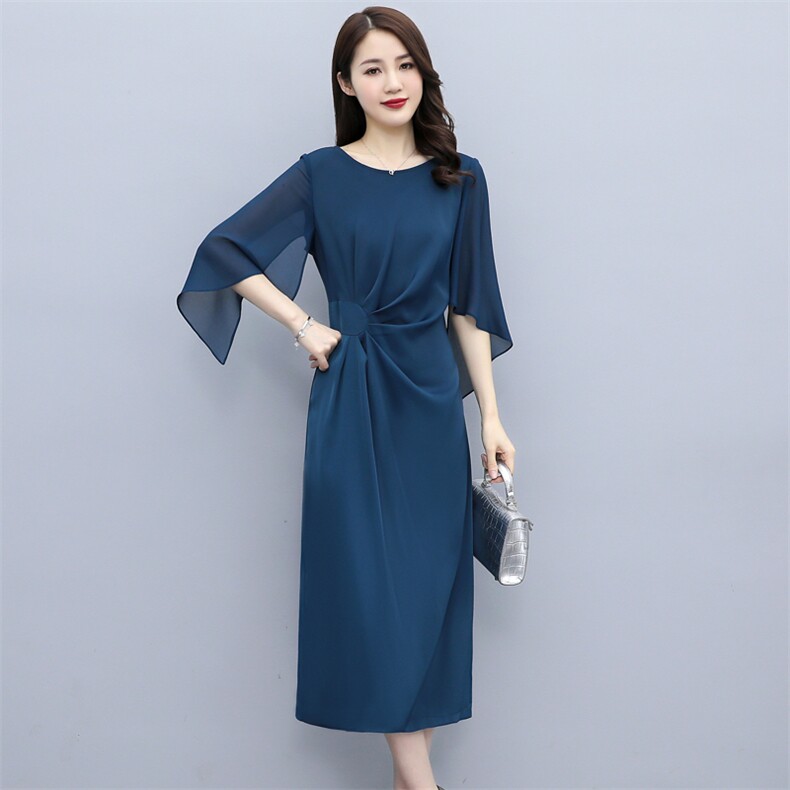 恋慕依尚新款时尚拼接雪纺飞飞袖连衣裙527（现货）,女装连衣裙,恋慕依尚