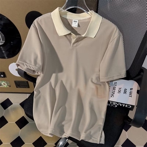 S76-P28 短袖潮夏季新款ins纯色标准POLO衫男2023潮流简约图片