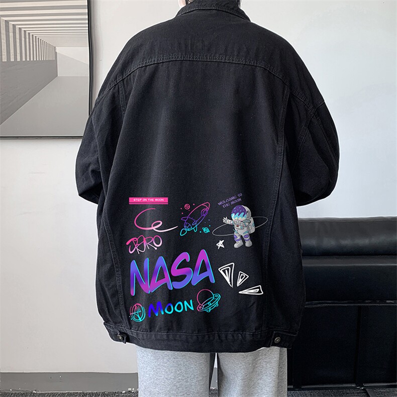 NASA联名同款牛仔夹克男大码牛仔外套男茄克NJ77186-P60,男装夹克,电商A040