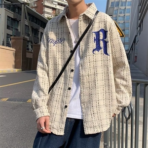 小香风外套男秋季潮牌宽松刺绣衬衫痞帅男夹克J227-P43图片