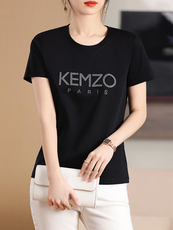 潮牌T恤女纯棉KEN/春夏大字母经典款男款t恤抖音情侣装短袖宽松ZO，女装T恤，元素羊绒