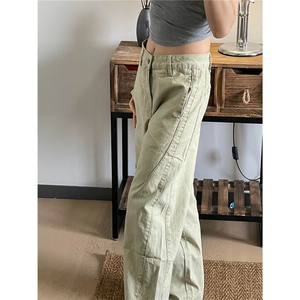 复古直筒宽松卡其修身显瘦净版做旧潮男女休闲牛仔裤MK1316 P56图片