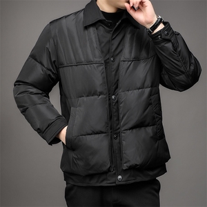 秋冬季拼接翻领羽绒服男士白鸭绒轻薄短款时尚潮服保暖外套男图片