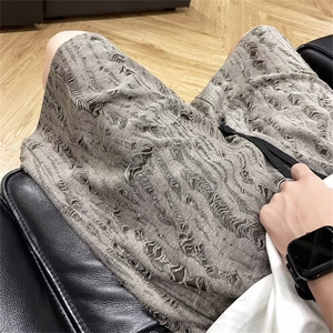 美式复古破洞短裤男夏季设计感宽松五分裤潮牌休闲中裤WD245-P35图片