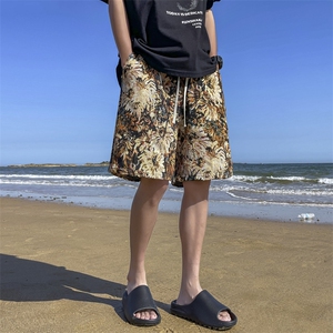 夏季新款提花冰丝短裤速干薄款宽松休闲运动沙滩五分裤图片