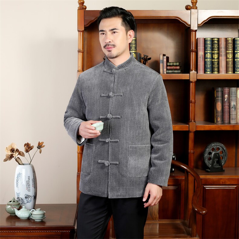 中青年唐装90绒羽绒服复古盘扣灯芯绒风羽绒服外套CF988-P230,男装羽绒服,星座1105-3