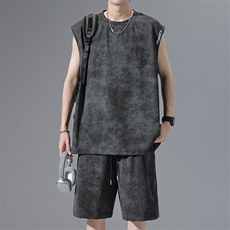 GENIOLAMODE青少年潮流坎肩背心套装男2025夏季新款休闲运动搭配，男装牛仔裤，电商A001-1