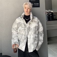 扎染棉衣外套男生冬季新款立领百搭宽松休闲棉服上衣，男装棉衣，电商C307