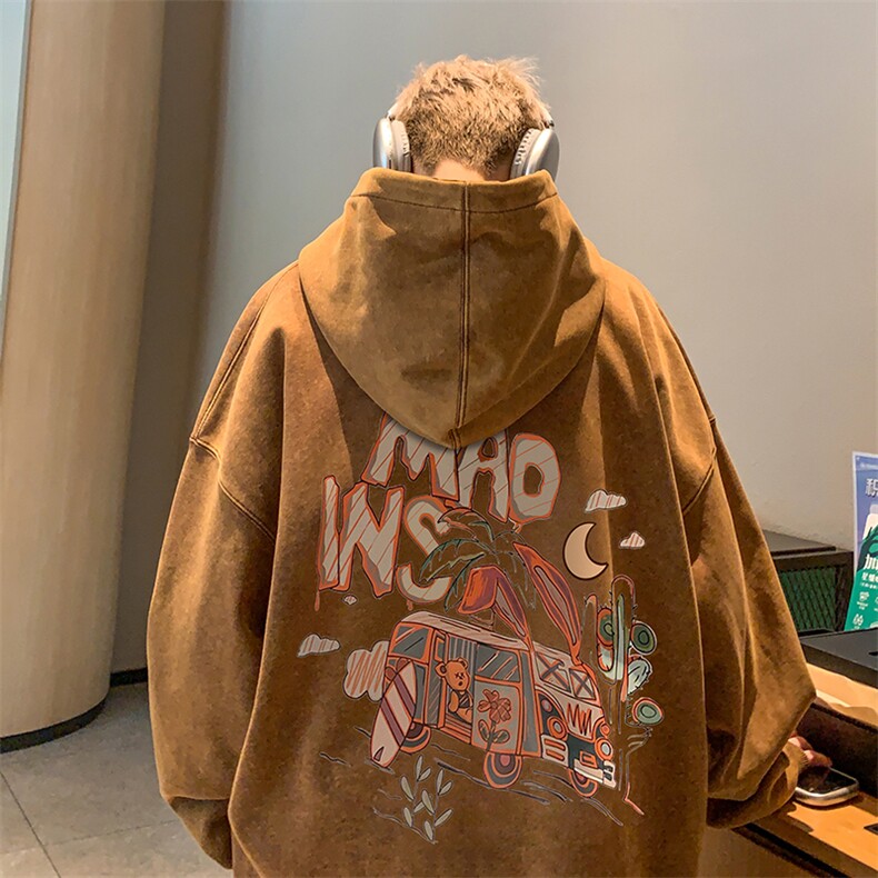 得物抖音高品质二开360克重磅做旧炒雪花纯色连帽水洗卫衣16014,男装卫衣,电商A486