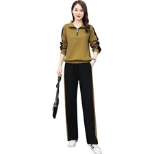 春秋休闲运动服套装女2025新款时尚撞色洋气减龄高级感卫衣两件套，女装套装/套裙，凝聚力