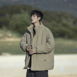 冬季潮牌日系纯色简约加绒加厚保暖防寒休闲棉服外套MY9079-P100图片